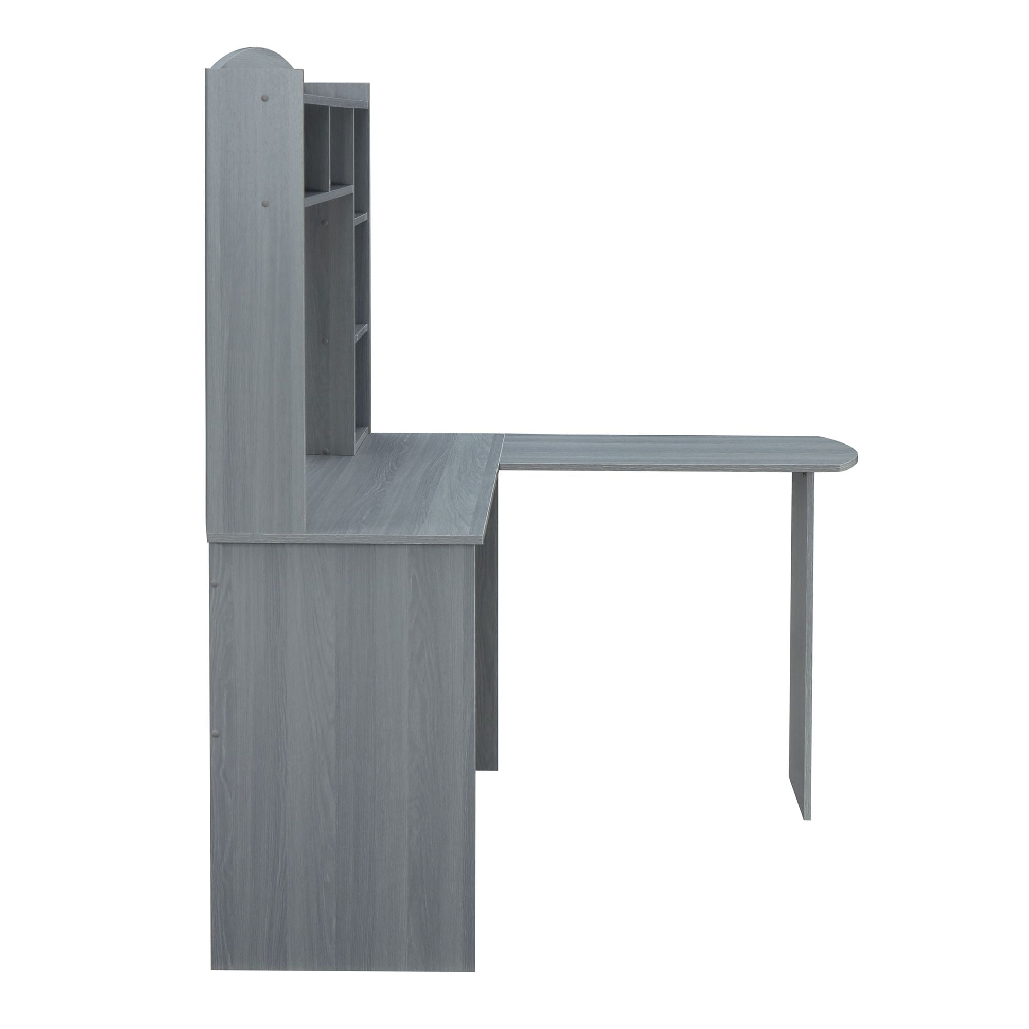 Techni Mobili Modern L-Shaped Desk with Hutch, Gray