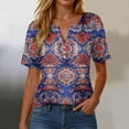 thumbnail image 2 of GEWSEY Womens Summer Tops Dressy Casual Button Notch V Neck T Shirts Short Sleeve Cotton Tee Blouse Tunic Petite Tshirt 2026 (Dark Blue, XXL), 2 of 5