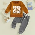 thumbnail image 2 of Caqnni Toddler Baby Boy Fall Winter Outfit Toddler Baby Boy Long Sleeve Crewneck Shirts Shorts Fall Winter Clothes for 0 6 12 18 24 M 1t 2t 3t 4t 5t 6t(Khaki,12-18 Months), 2 of 3