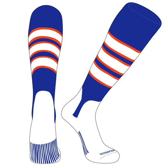 PEAR SOX OTC Baseball Softball Stirrup Socks (C, 5in) Royal, Orange, White (XS)