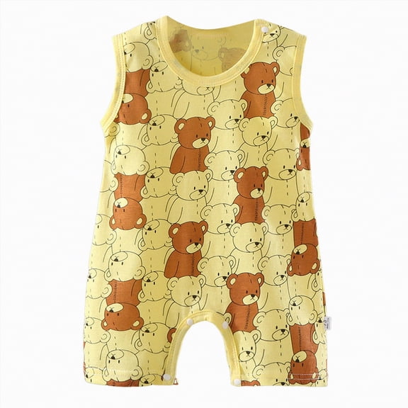 Hessimy Infant Baby Boy Romper Baby Ruffle Bodysuit Jumpsuit One-Piece Cotton Linen Clothes,Soft(Yellow,0-6 Months)