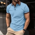 thumbnail image 2 of Lumeqa Mens Short Sleeve Contrast Trim Polo Shirt Casual Shirts for Men Slim Fit Tops for Daily Wear Office Weekend, 2 of 7