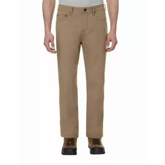 CAT Caterpillar Men's Fleece Lined Canvas Pant, Tan, 42x30