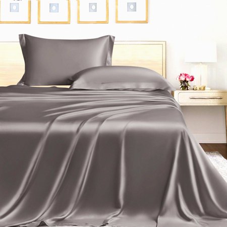 CoolLux Tencel Lyocel Silk Queen Flat Sheet - Premium Hotel Quality Soft Cooling Bed Sheet for Queen Size Bed in Light Grey - Better Than Cotton