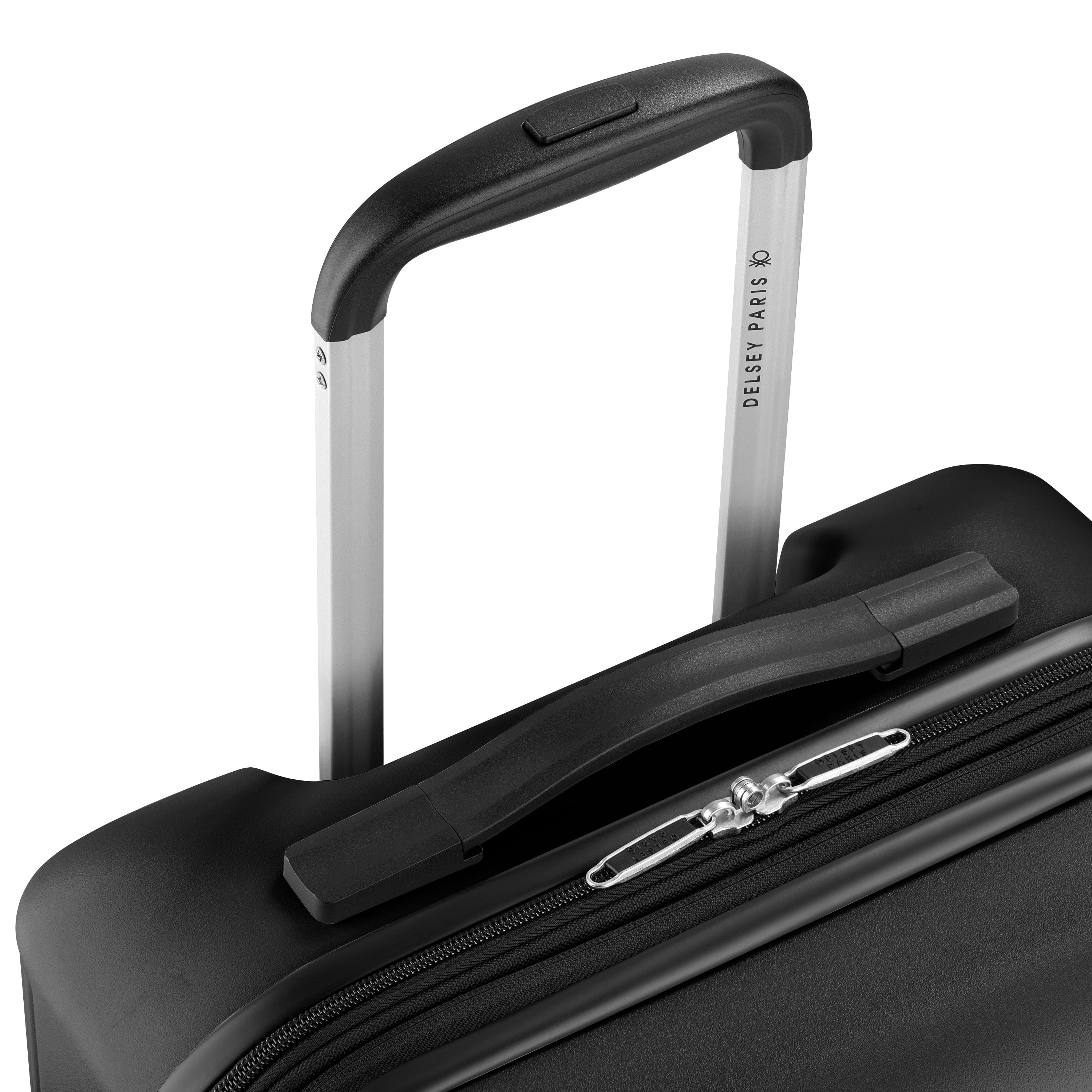 United Colors of Benetton and Delsey Paris Ribbed Hardside 20" Expandable Carry-on Spinner Luggage, Black