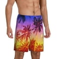 thumbnail image 2 of Fuzoiu Palm Trees at Sunset Print Pajama Shorts for Men, Men's Pajama Bottoms,Mens Lounge Sleepwear,Pajama Pants with Pocket-Small, 2 of 6
