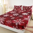 thumbnail image 3 of Manfei Chic Snowflakes Twin Sheet Sets 3 Pieces, Merry Xmas Christmas Twin Fitted Sheet, Red White Flat Sheet, Microfiber Bedroom Decor, 3 of 7