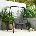 thumbnail image 5 of Spaco Hammock Swing Chair with Large Cushion, Macrame Hanging Chair with Chain and Steel Frame for Patio, Beach, Dark Gray, 5 of 11