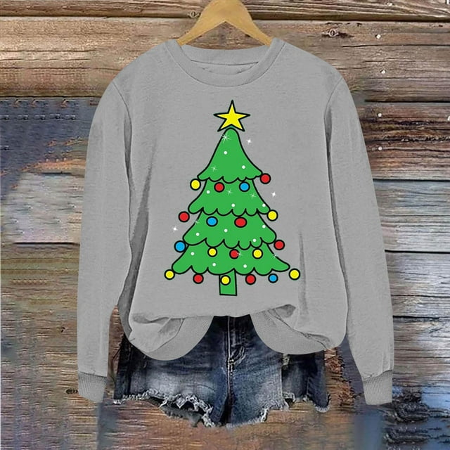 Taylonsss Chandail en Molleton de Noël à Col Rond pour Femmes Manches Longues Chandail Décontracté pour Hiver et Printemps Usage Quotidien