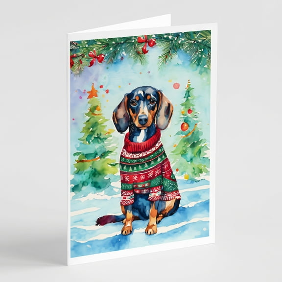 Dachshund Christmas Greeting Cards Pack of 8 7 in x 5 in