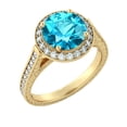 thumbnail image 5 of 2.10 ctw Aquamarine Ring with Diamonds 14K Yellow Gold Halo Filigree With Accents, 5 of 7