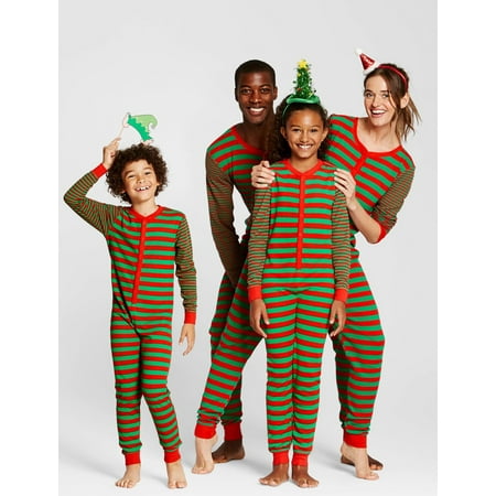 

Mioliknya Family Matching Nightwear Christmas Striped Round Neck Long Sleeve Jumpsuit Romper for Kids Adults