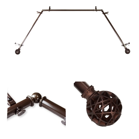 Domovina Ginny 13/16-inch Bay WIndow Single Curtain Rod-Color:Cocoa