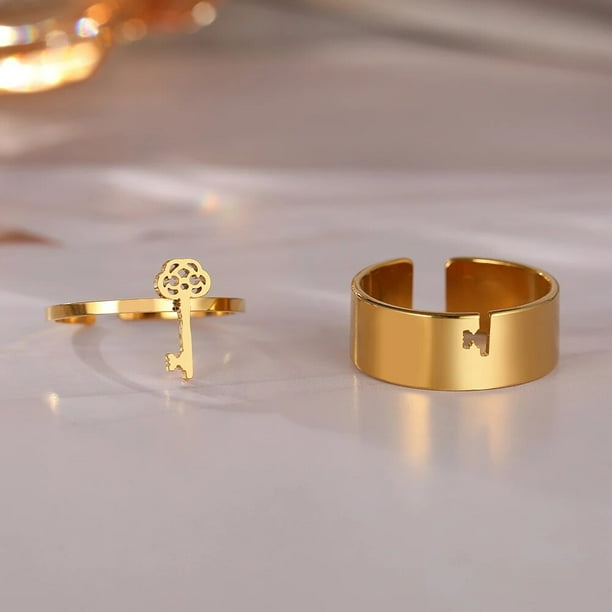 Anillo Antiestres Mujer Juego De Anillos De Acero Dorado Para