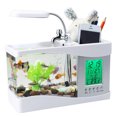thumbnail image 1 of Mini USB LCD Desktop Lamp Fish Tank Aquarium, Multifunctional Ecological Lamp Desktop Fish Tank with LED Clock LED Light Pen Holder for Office, Home for Office Bedroom, 1 of 7
