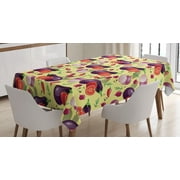 Ambesonne Eggplant Tablecloth Rectangular Table Cover, Organic Tasty Eating, 52"x70", Multicolor