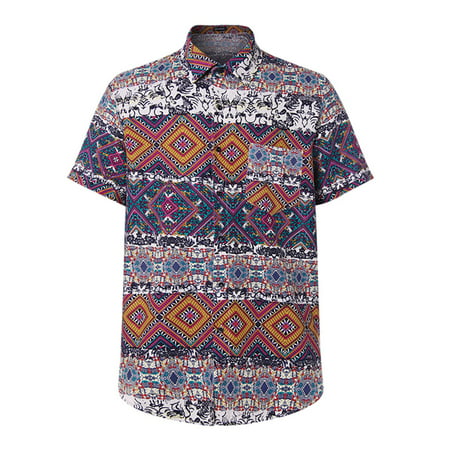 Mens Beach Hawaiian Shirt Tropical Summer Short Sleeve Button (Best Summer Clothes For Men)
