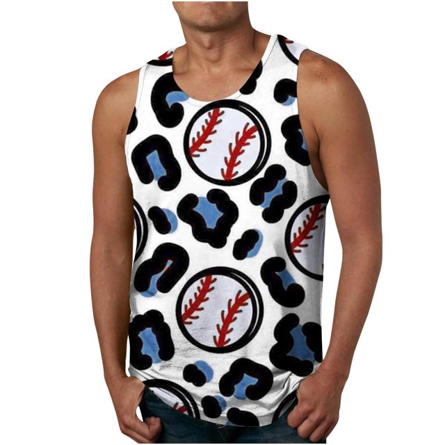 LSLJS Baseball Tank Tops for Men Summer Casual Sleeveless T Shirts Funny Baseball Graphic Tank Tops