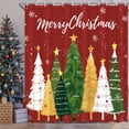 thumbnail image 6 of Ikfashoni Christmas Tree Shower Curtain with Hooks, Winter Snowman Waterproof Bathroom Curtains, 72"X72", 6 of 8