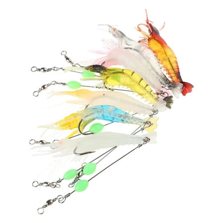7 Pcs Saltwater Shrimp Fishing Lures Artificial Lures Silicone Soft Shrimp Baits for Freshwater Saltwater Durable