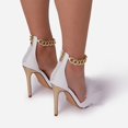 thumbnail image 4 of Vedolay Pumps For Men Women's High Heels Open Toe Mules Backless Block Heels Strappy Shoes,White 8.5, 4 of 5