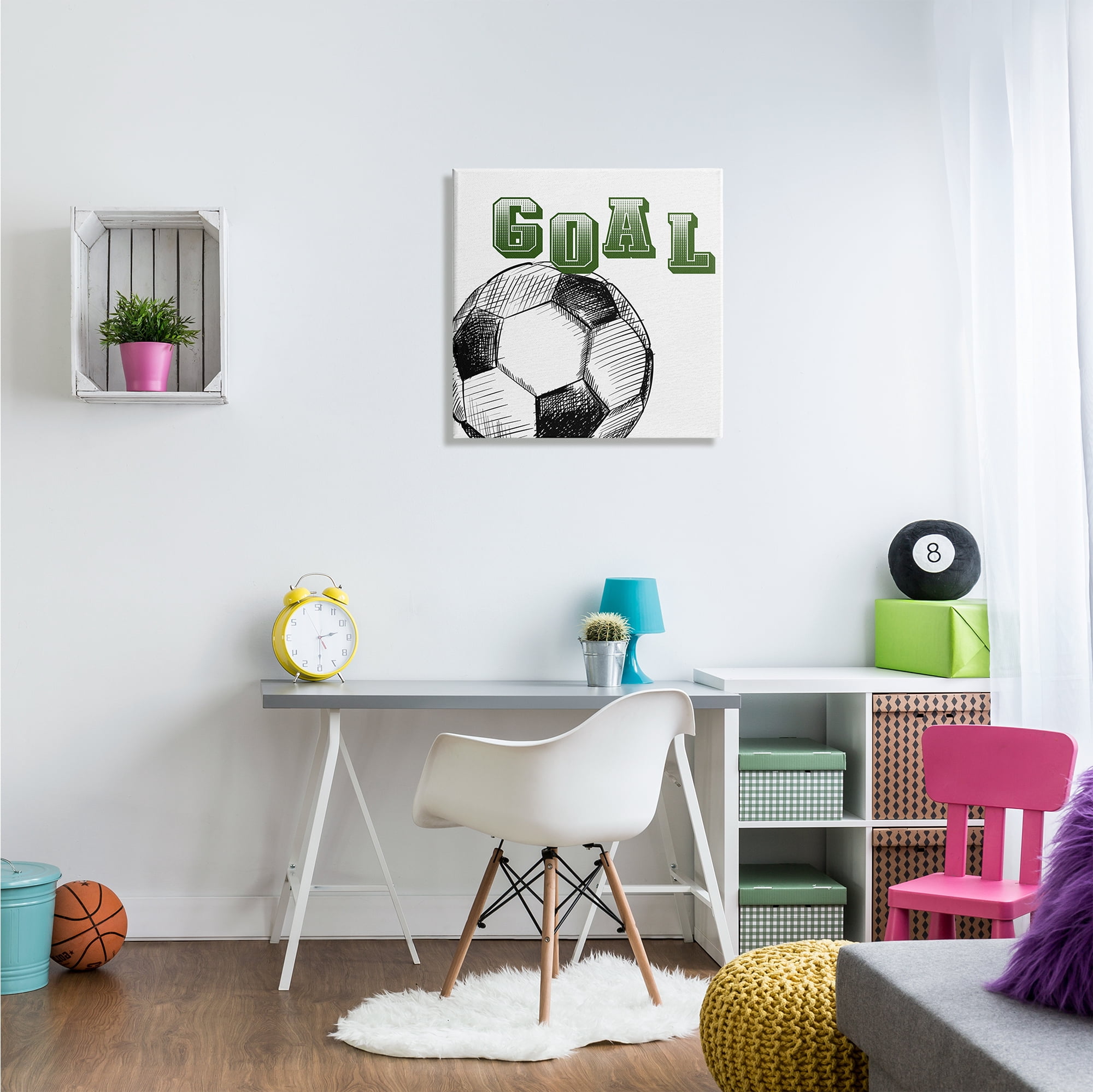 Stupell Industries Goal Soccer Ball Sports Green Varsity Typography Sports Painting Gallery Wrapped Canvas Print Wall Art, 24 x 24