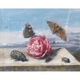 thumbnail image 3 of Margareta de Heer 18x15 Black Modern Framed Museum Art Print Titled - Still Life with Insects Around a Rose on a Stone Ledge (1655), 3 of 5