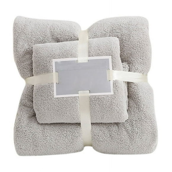 Juego de 2 toallas de baño y faciales Naioewe 2 en 1, suaves, color gris