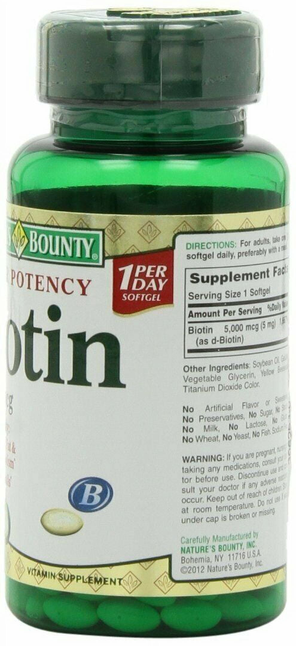 Nature's Bounty Biotin 5000 mcg Liquid Vitamin Supplement, 72 ct, 6 Pack