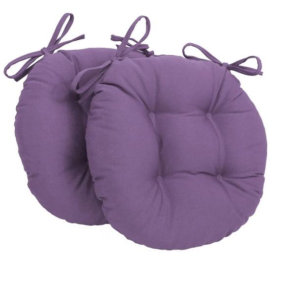 16-inch Solid Twill Round Tufted Chair Cushions (Set of 2) - Grape