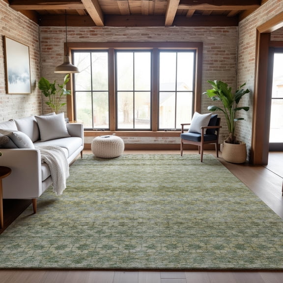Addison Rugs Mayfield Premium Machine Washable Transitional Stripes Aloe Rectangle Rug, 10' x 14'
