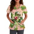 thumbnail image 3 of Womens Nurse Uniforms Irish Shamrock Printed V Neck Scrubs Top St. Patrick's Day Short Sleeve Soft Stretch Holiday Blouse T-Shirt, 3 of 3