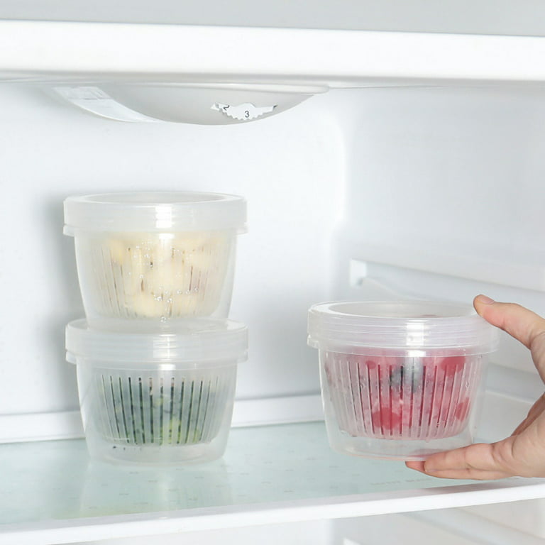 CD HOME 4 PCS Fruit Containers for Fridge -Airtight Food Storage Containers  with Removable Colander - Dishwasher & microwave safe Produce Containers