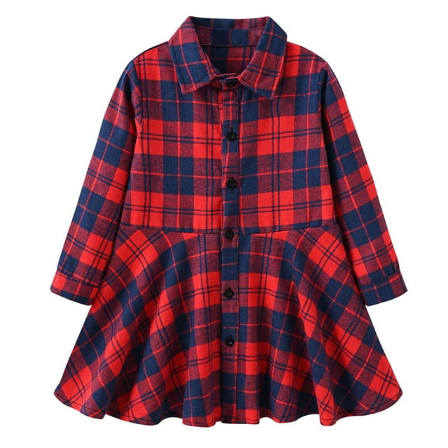 Toimothcn Robe pour Fillettes Manches Longues Décontractée à Carreaux Imprimée Robe Surdimensionnée Douce Respirante Ample Été Princesse Robes Usage Quotidien pour Filles