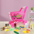 thumbnail image 3 of PayUSD Toy Shopping Cart Toddler Shopping Cart 18'' Pretend Grocery Cart with Pretend Play Food Items Realistic Kitchen Accessories Supermarket Pretend Play Shopping Cart For Kids Ages 18M+ Doll Size, 3 of 7