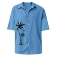 thumbnail image 5 of Huresd Mens Short Sleeve Button Down Shirts Palm Tree Hawaiian Shirts Lighweight Turndown Collar Tropical Beach Shirts for Men Blue XL, 5 of 5