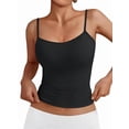 thumbnail image 3 of Womens Adjustable Camisole Sleeveless Square Neck Spaghetti Strap Tank Tops Basic Shirt Black XL, 3 of 9