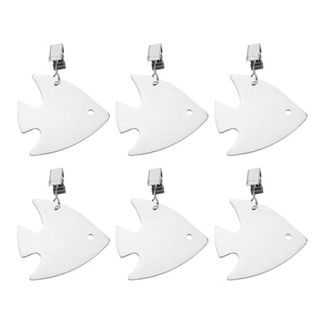 Uxcell 6 Pack Tablecloth Weights Stainless Steel with Metal Clips Fish Shape 6x6.2cm for Outdoor Picnic Decoration Silver