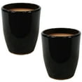 thumbnail image 3 of Sunnydaze Captivating Vista 11.5" x 11.5" x 14" Round Obsidian Ceramic Planter 2-Count, 3 of 10