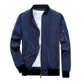 thumbnail image 2 of Daolelai Men's Baseball Jacket Solid Color Jacket Long Sleeve Collarless Coat, 2 of 5