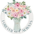 thumbnail image 1 of Forever and Always Floral Pink 16.75 x 16 Wood Bouquet Circle Shaped Sign, 1 of 1