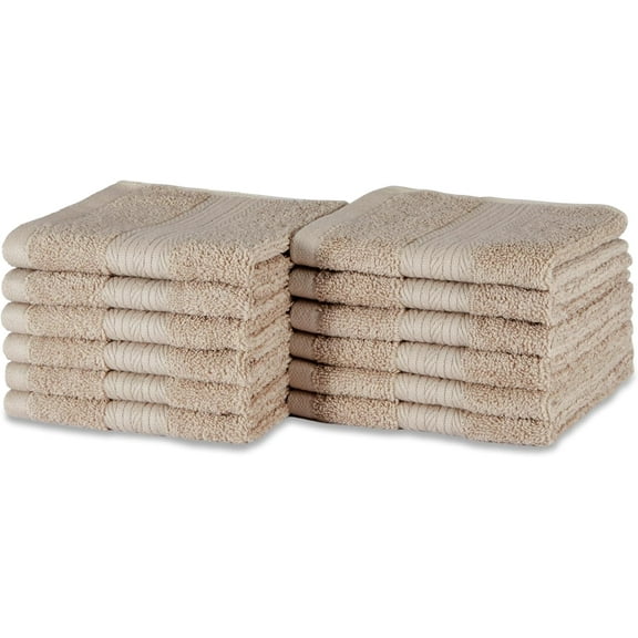 12 12x12 Inch Taupe Fade Resistant Organic Cotton Towels Kitchen Cleaning Utility Towels (12 Pack)