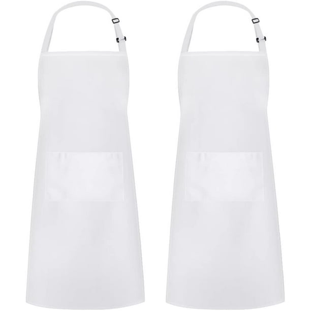 Paquete de 2 delantales ajustables resistentes a las gotas de agua con 2 bolsillos para cocinar delantales de cocina para mujeres, hombres, chef, color negro Xemadio WRMH-65-2