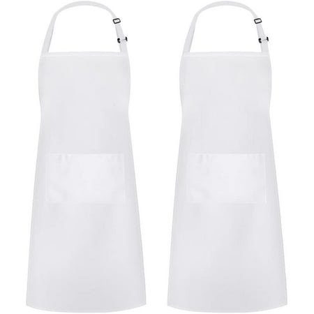 

Syntus 2 Pack Adjustable Bib Apron Waterdrop Resistant with 2 Pockets Cooking Kitchen Aprons for Women Men Chef Black
