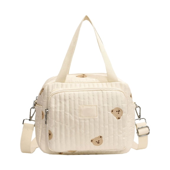 PALIFEUR Diaper Bag Tote Large Capacity Baby Bag Travel Diaper Tote Bag, Hospital Bag for Labor Delivery, Baby Bag with Pacifier Case for Mom Father Medium Size, White
