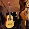 thumbnail image 3 of Guitarra clásica acústica de 32 pulgadas con sonido nítido, instrumento musical para principiantes. Naranja, 3 of 9