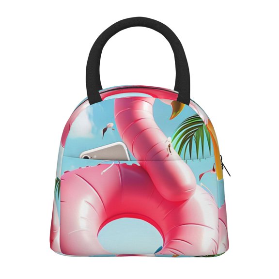 Easygdp Tropical Flamingo Pool Float Bolsa de Almuerzo Insulada Grande, Forro de Aluminio, Diseño Espacioso, a Prueba de Fugas, Ideal para Trabajo, Picnics, Viajes y Actividades al Aire Libre