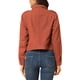 thumbnail image 3 of Chaqueta de mezclilla moto de mujer Allegra K con solapa muesca, mangas largas y cierre asimétrico en rojo ladrillo, 3 of 7