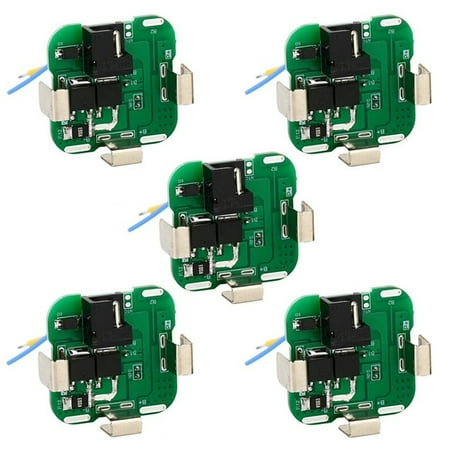 

5Pcs BMS 4S 14.4V Dual MOS 18650 Lithium Battery Charging Protection Board - Power Bank Charger with DC Wire