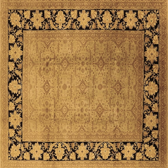 Ahgly Company Indoor Square Oriental Brown Industrial Area Rugs, 5' Square